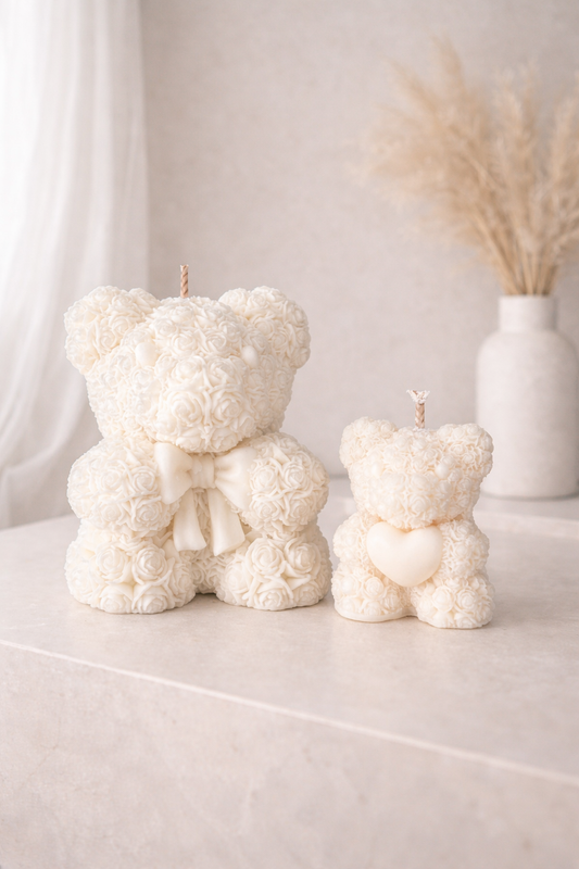 Ours fleuri en cire – Bougie décorative